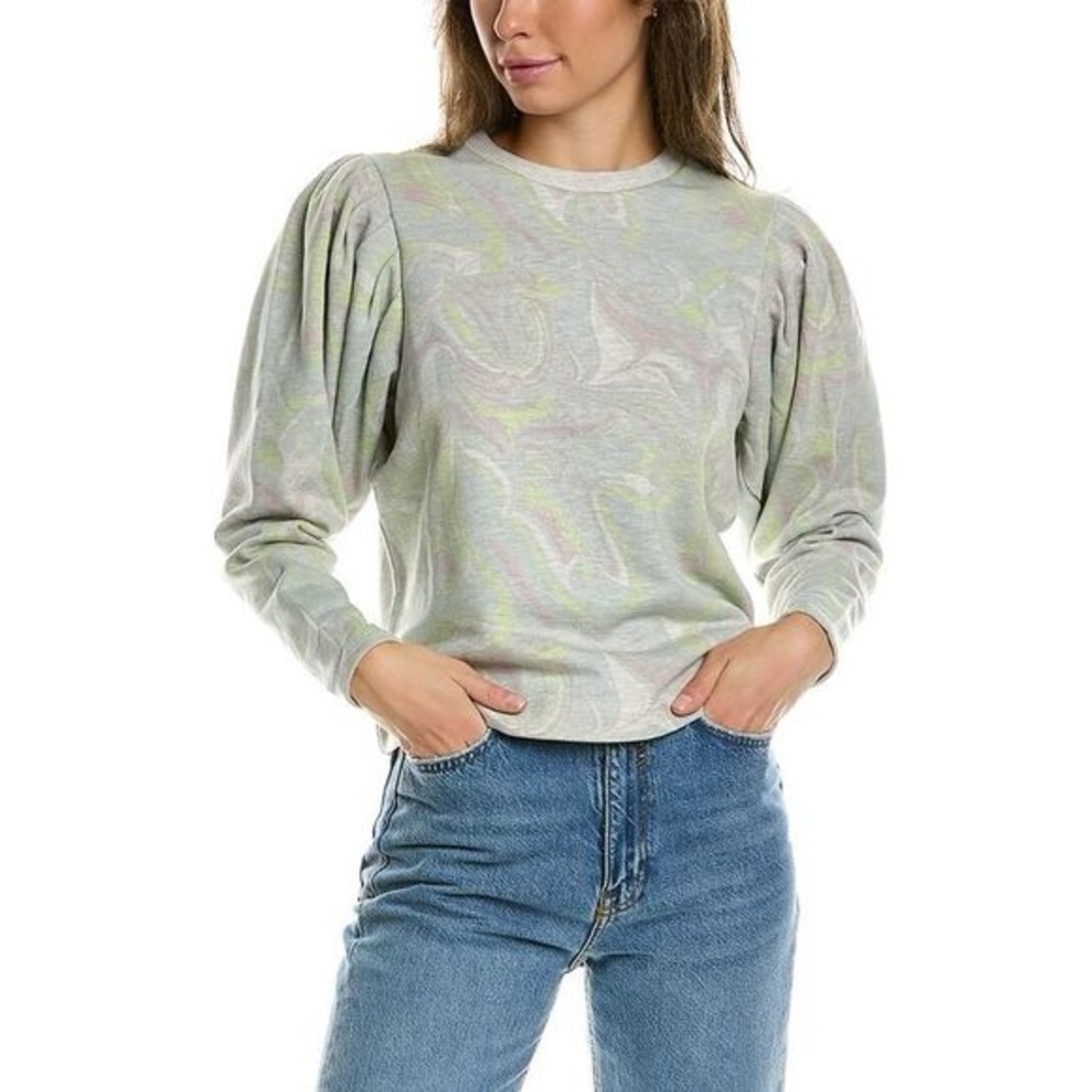 Ted Baker Llanaa Marble Print Puff Sleeve Sweatshirt 8 M